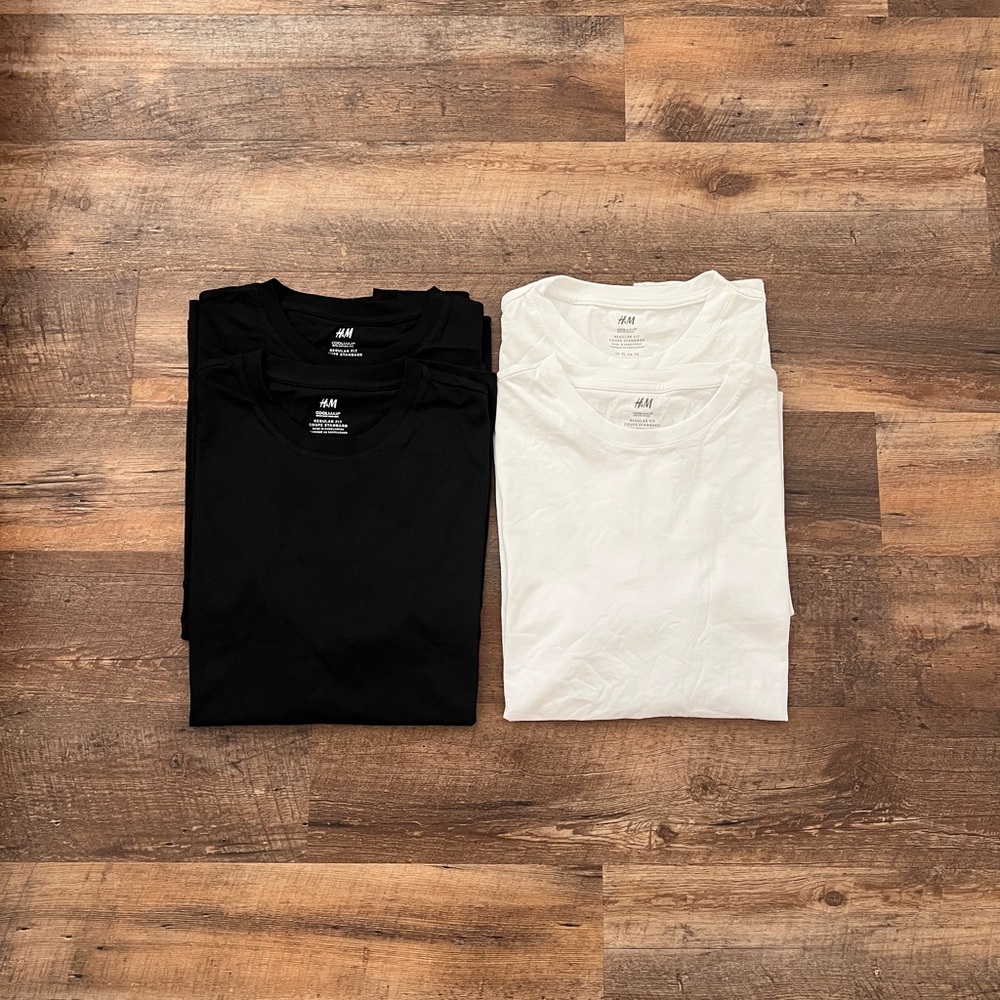H&M Men's Coolmax Short Sleeve Black and White Tees